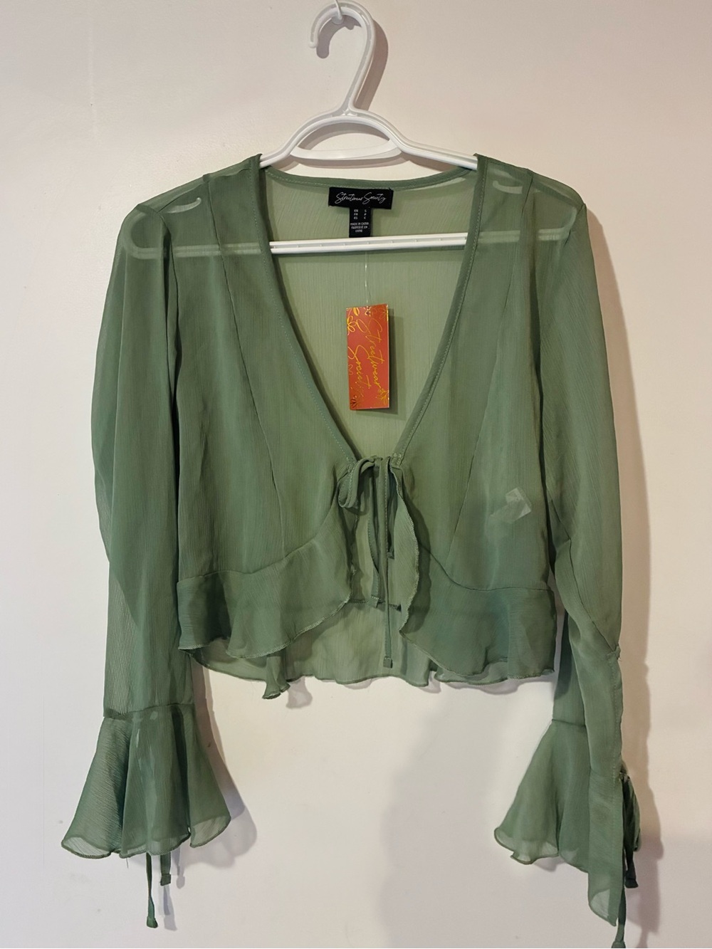 Green Tie-Front Top